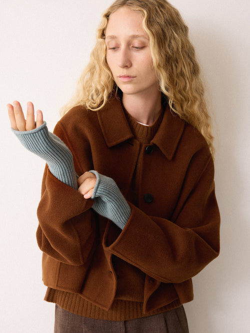 Wool Cashmere Blend Mitten | Blue