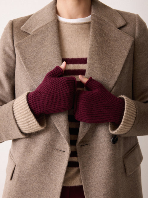 Wool Cashmere Blend Mitten | Burgundy