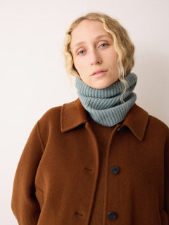 Wool Cashmere Blend Rib Snood | Blue