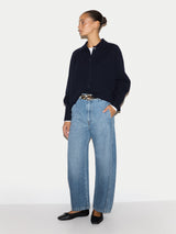 Wool Cashmere Collar Cardigan | Navy