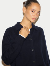Wool Cashmere Collar Cardigan | Navy
