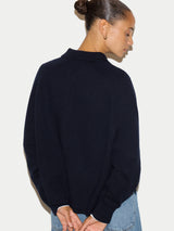 Wool Cashmere Collar Cardigan | Navy