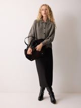 Wool Blend Collar Cardigan | Taupe