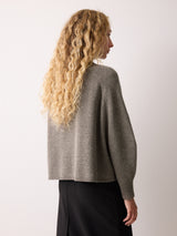 Wool Blend Collar Cardigan | Taupe