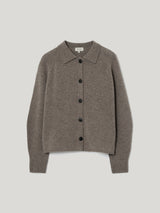 Wool Blend Collar Cardigan | Taupe