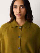 Wool Blend Collar Cardigan | Green