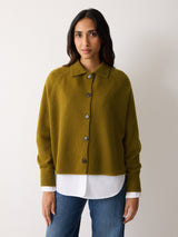 Wool Blend Collar Cardigan | Green