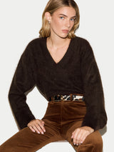 Halo Cashmere V Neck Jumper | Brown