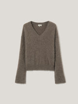 Halo Cashmere V Neck Jumper | Taupe
