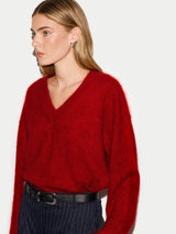 Halo Cashmere V Neck Jumper | Red