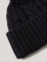 Cable Pom Hat | Navy