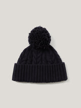 Cable Pom Hat | Navy