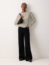 Polka Dot Long Sleeve Top | Ivory
