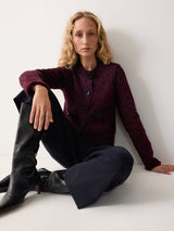 Tweed Neat Knitted Jacket | Red