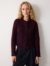 Tweed Neat Knitted Jacket | Red