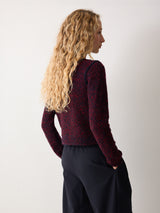 Tweed Neat Knitted Jacket | Red