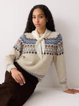 Fairisle Silk Scarf Jumper | Beige
