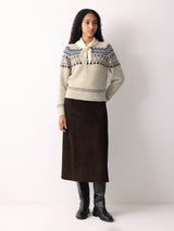 Fairisle Silk Scarf Jumper | Beige