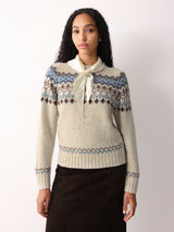 Fairisle Silk Scarf Jumper | Beige