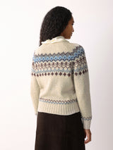 Fairisle Silk Scarf Jumper | Beige
