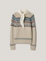 Fairisle Silk Scarf Jumper | Beige