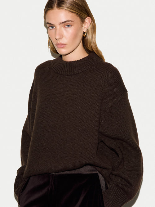 Wool Cashmere Chunky Jumper | Brown