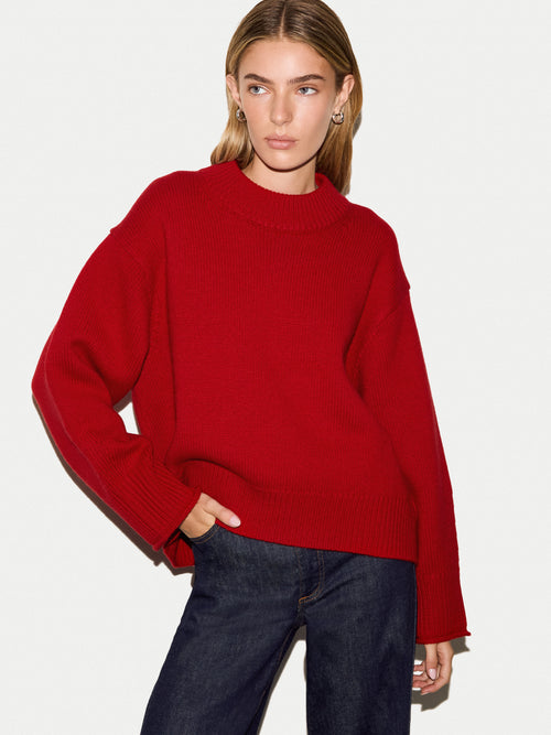 Wool Cashmere Chunky Jumper | Red
