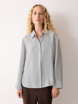 Silk Habotai Classic Shirt | Grey
