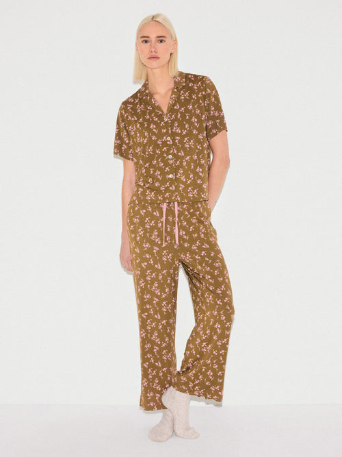 Swirl Posy Cropped Pyjama | BROWN