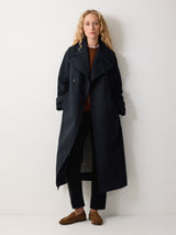 Bonded Cotton Trench Coat | Navy