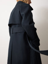 Bonded Cotton Trench Coat | Navy