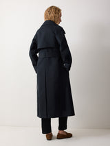 Bonded Cotton Trench Coat | Navy