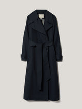 Bonded Cotton Trench Coat | Navy