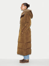 Hooded Faux Fur Maxi Puffer | Khaki