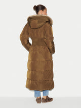 Hooded Faux Fur Maxi Puffer | Khaki