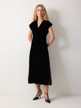 Velvet Lace Detail Dress | Black