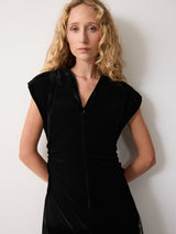 Velvet Lace Detail Dress | Black