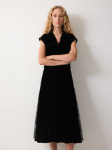 Velvet Lace Detail Dress | Black