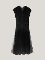 Velvet Lace Detail Dress | Black