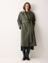 Double Faced Wool Wrap Coat | Green