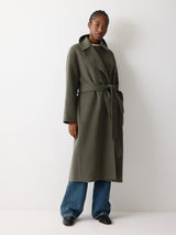 Double Faced Wool Wrap Coat | Green