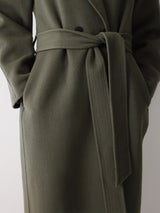 Double Faced Wool Wrap Coat | Green