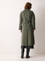 Double Faced Wool Wrap Coat | Green