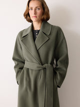 Double Faced Wool Wrap Coat | Green