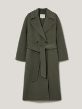 Double Faced Wool Wrap Coat | Green
