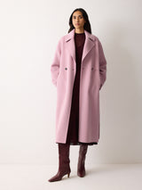 Double Faced Wool Wrap Coat | Pink
