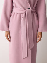 Double Faced Wool Wrap Coat | Pink