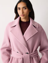 Double Faced Wool Wrap Coat | Pink