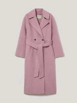 Double Faced Wool Wrap Coat | Pink