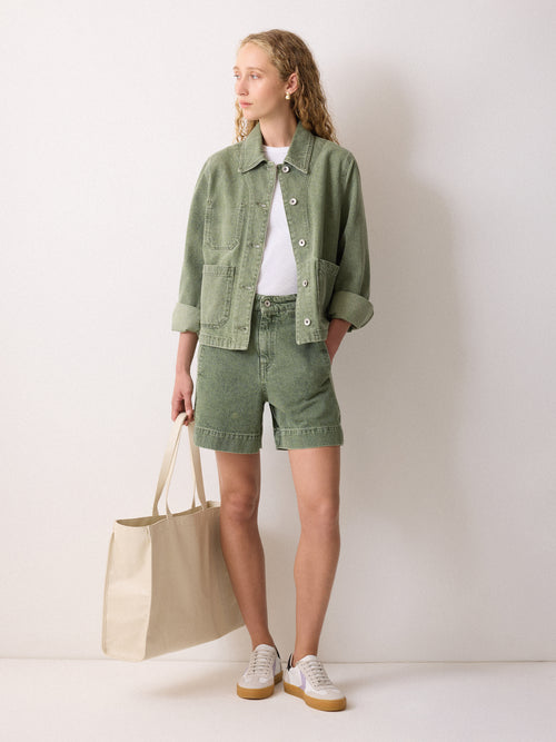 Finton Denim Seam Detail Short | Washed Green